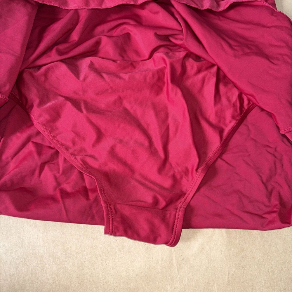 Red And Black Swim Dress Bathing suit Lace Up Front Size Large - Picture 8 of 8